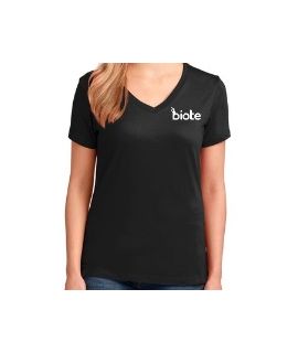 Biote (Ladies) V-Neck T-Shirt Black
